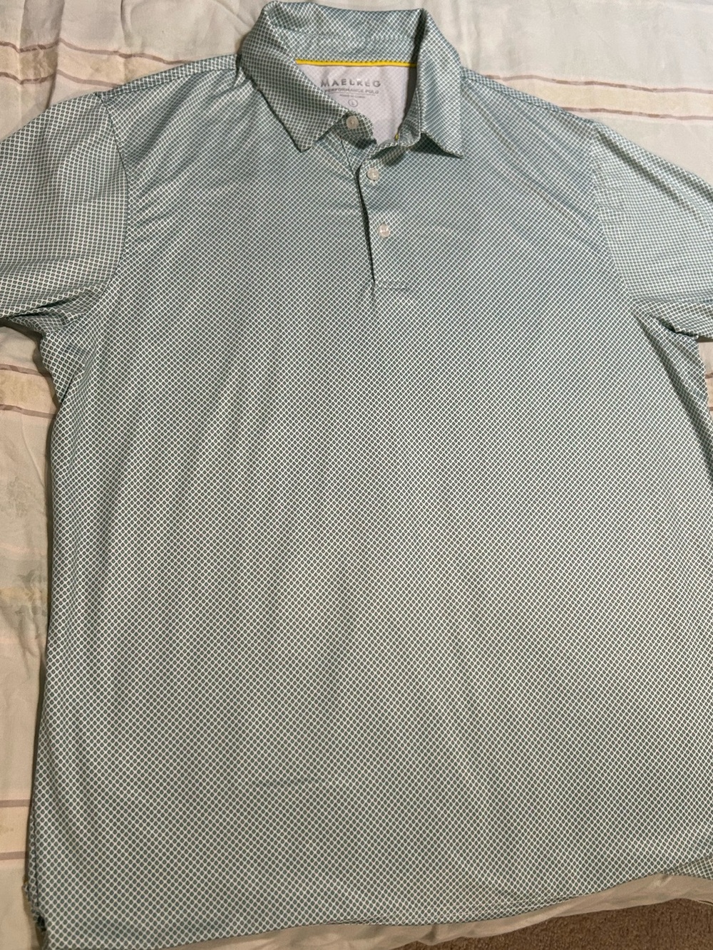 Maelreg Light Green Patterned Performance Polo Shirt